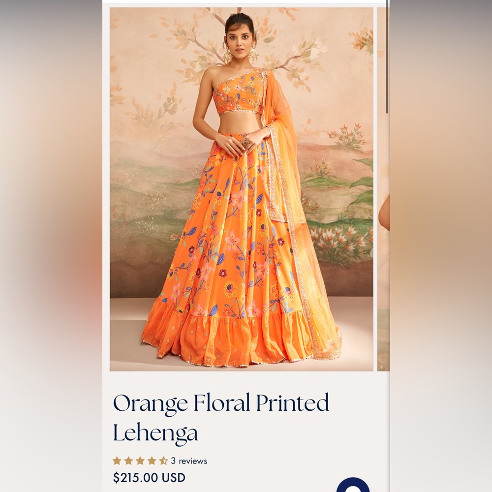 Lashkaraa Orange Floral Printed Lehenga READ DESCRIPTION